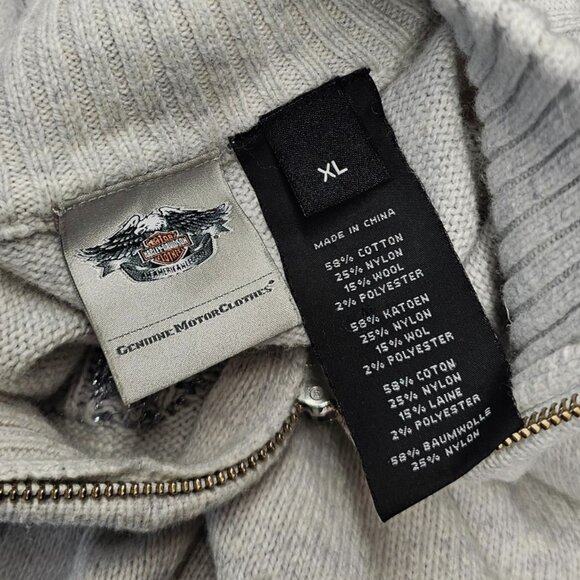 Harley Davidson Womens Wool Blend Logo 1/4 Zip Sweater Size XL - Picture 5 of 5